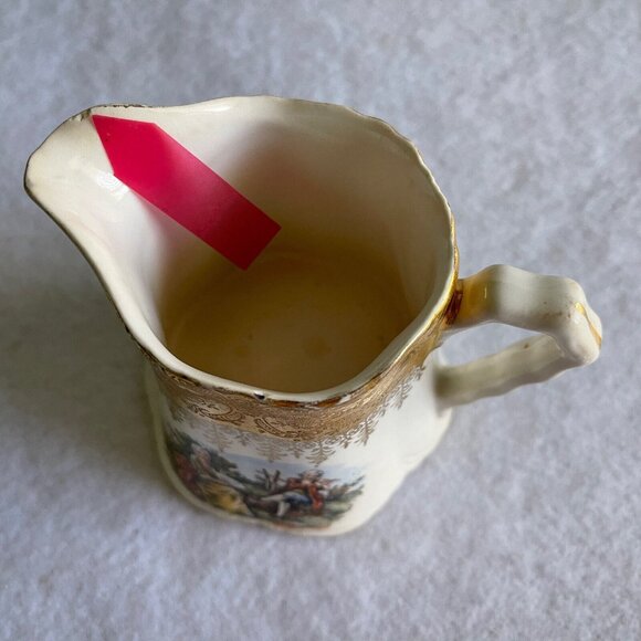 WS George Radisson Creamer Courting Couple 22K Gold Trim USA HK China GEO12 FLAW - Picture 5 of 12